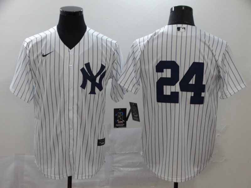 Men New York Yankees 24 No name White Nike Game MLB Jerseys